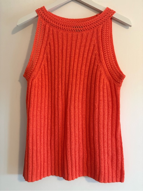 Talbots Tops - Talbots Coral Knit Ribbed Tank with Crochet Trim